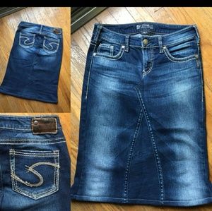 Below knee jean skirt